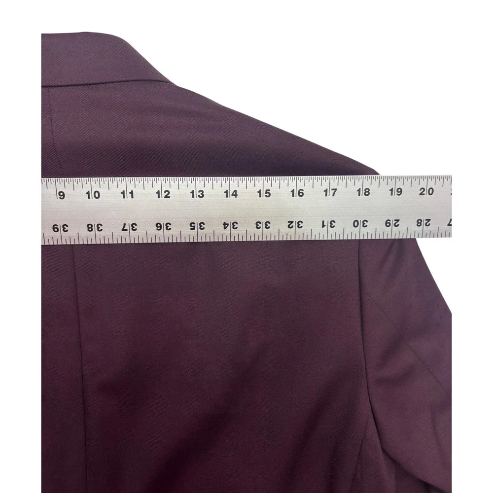 Paul Fredrick 38S Burgundy Gold Buttons Wool Blazer Jacket Sport Suit Coat Mens